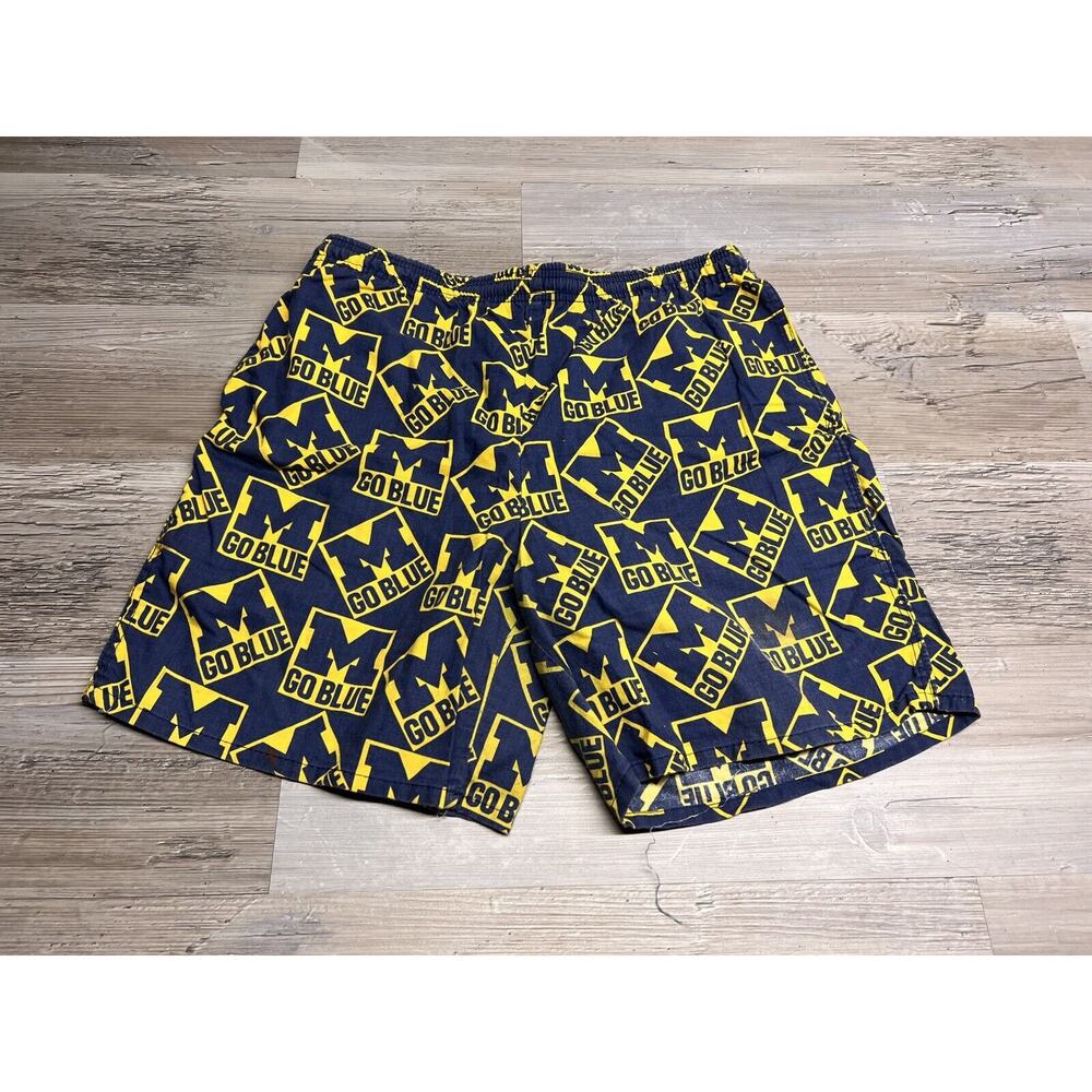 Vintage 90s University of Michigan Shorts Bottom Drawers Drawstring Go Blue Sz M